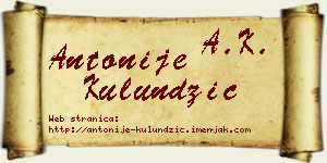 Antonije Kulundžić vizit kartica